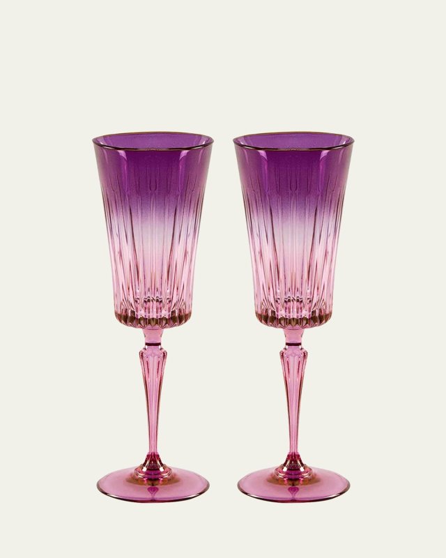 Purple Shaded Stemmed Flute Glasses, Set of 2